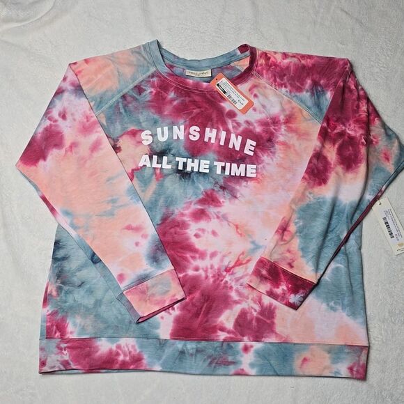 382 NWT 78&Sunny Sunshine All The Time" Tie Dye Graphic Pullover 1X (14W-16W) - Picture 3 of 8